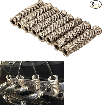 Titanium Spark Plug Wire Boots Thermal Protection Insulator Sleeve, 2500 Degree Heat shield Cover Wrap 6 inch for Car Truck 8PCS