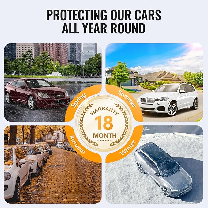 30 Layers Car Cover for Automobiles All Weather Waterproof, Outdoor Snowproof UV Protection Windproof, Door Zipper, Soft Cotton, Heavy Duty Universal Car Covers, (Silver, Fit Sedans 201"-210")