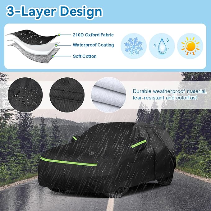 Full Car Covers for 2014-2025 Mini Cooper/Cooper S/Hardtop/Clubman/Countryman 4 Door, Car Cover Waterproof Heavy Duty All-Weather Protection with Door Zipper & Storage Bag