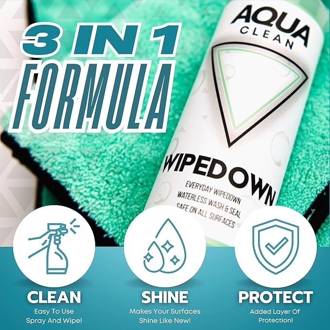 WIPEDOWN 3-in-1 Ceramic Waterless Wash & Quick Detailer | Boat Cleaner | Marine UV Protection, Long-Lasting, High-Gloss | Boats, RVs, Cars | Extend Wax, Coatings, & Sealants | Made in USA