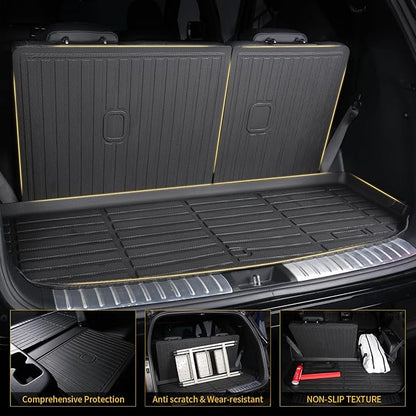 GINOWY-Floor Mats & Cargo Liner for Nissan Armada &Infiniti QX80 2019-2024 Bench Seating All Weather Armada 2024 Floor Mat Non-Slip Backrest Mat Trunk Mat Waterproof Floor Liners Accessories Black