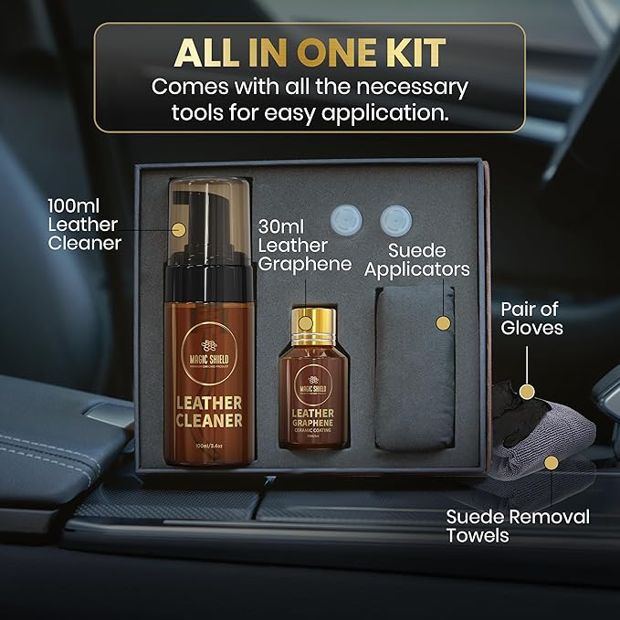 Graphene Leather Care Coating- Lasts 5 Years+ in Real World - Advance SiO2 Protection, UV & Water Resistant, Perfect for Cars, Motorcycles, Marine, RVs, Furniture and Shoes