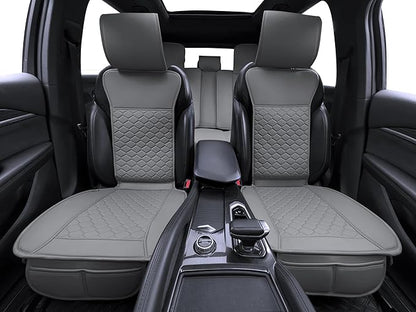 Elantrip Car Seat Cover Full Set Leather Car Seat Protector Universal fit for Most Cars SUVs and Trucks Water Proof Front and Rear Seat Protector Gray