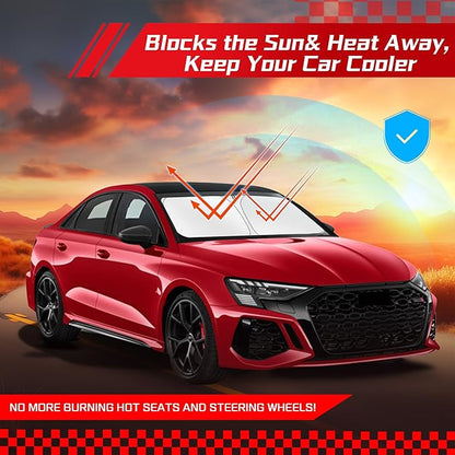 ARISMOTOR Windshield Sun Shade for Audi A3 2022-2025, Custom Fit Foldable Front Window Sunshade Sun Visor Protector, Block UV Rays Keep Your Car Cooler
