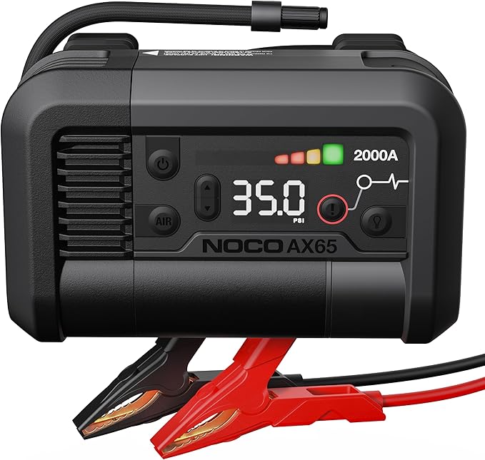 NOCO Boost Air AX65: 2000A Jump Starter with Air Compressor Tire Inflator – Starts 8.0L Gas & 6.0L Diesel – 67 SLPM Airflow Inflates 0–40 PSI in 2 Minutes