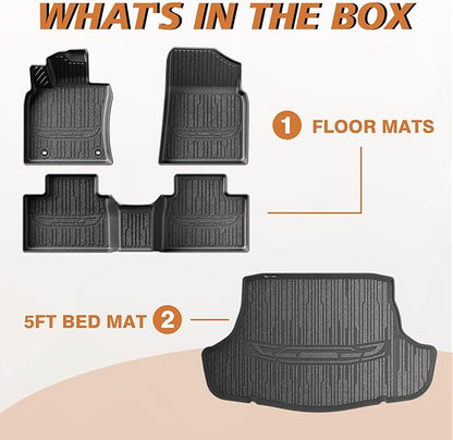 TripleAliners Floor Mats & Trunk Mat All Weather Liners Compatible with 2025 Toyota Camry (Include Hybrid) Accessories Carpets Liner TPE Custom Fit Protection Car (Floor Mats+Trunk Mat)