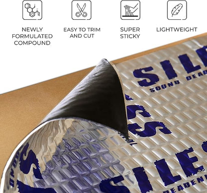 Siless 50 mil (1.3mm) 26 sqft Car Sound Deadening mat - Butyl Automotive Sound Deadener - Noise Insulation and Vibration Dampening Material ( 26 sqft)
