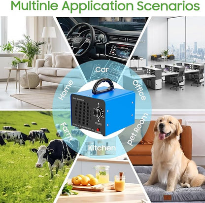 Ozone Generator Machine 80,000mg/h, High Capacity Ozone Odor Eliminator Removal Air Purifier for Home Car Pet & Basement Odor, Suitable for Spaces up to 7,000 Square Feet, Blue