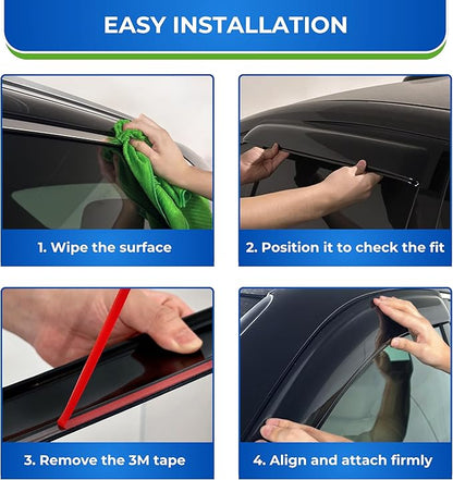 KPY Window Visor Compatible with Nissan Murano 2009-2014, 4PC Rain Guard Side Window Vent Deflectors Tape-On Mugen Style, 2009 2010 2011 2012 2013 2014