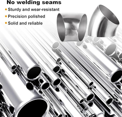 Acrux7 4 Pack 2.5 Inch 45 Degree Exhaust Elbow Pipe, 304 Stainless Steel Mandrel Bend Elbow Thickness 1.5 mm for Car Modified Exhaust, Stair Handrail, Exhaust System