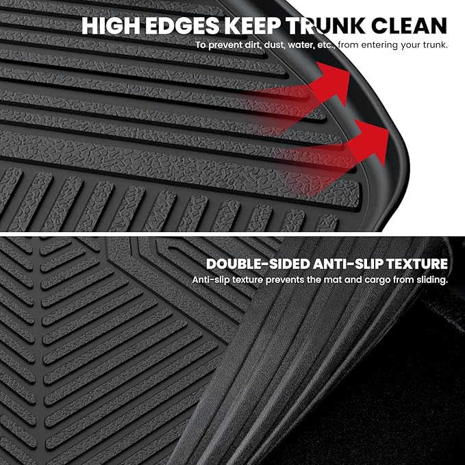 LASFIT Trunk Mat for Jeep Cherokee 2014-2023 All Weather TPE Custom Fit Cargo Mat Trunk Liner Cargo Liner, Black