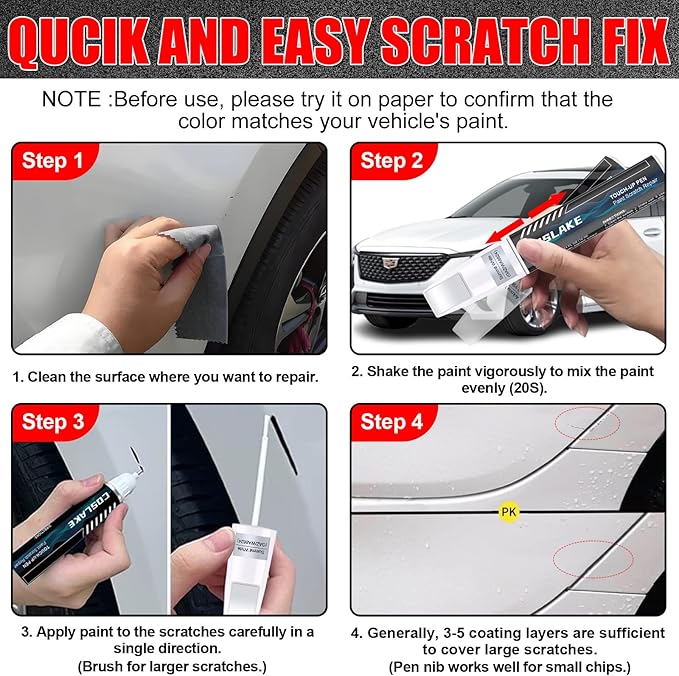 Car Touch Up Paint(Argent Silver Metallic(GXD/WA130H)) for Cadillac, Car Paint Scratch Repair Kit, Quick & Easy Solution to Repair, 2 in 1 Scratch Remover Pen with 2PCS Disposable Micro Applicators