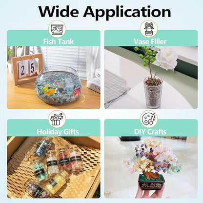 0.88 Lb Tiger Eye Aquarium Gravel Rocks Crushed Stone, Polished Natural Tumbled Healing Crystal Chips Bulk Quartz Crystal Gemstones for Garden|Vase Filler|Fish Turtle Tank Decorations