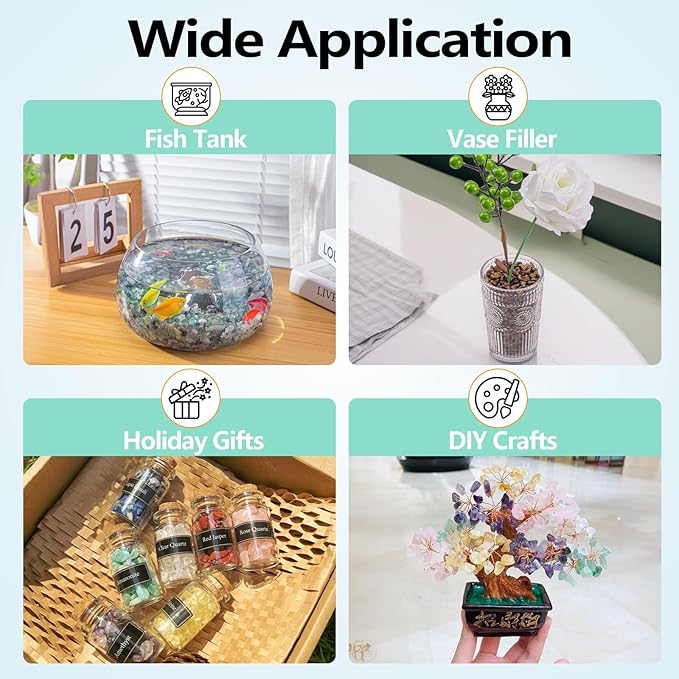 0.5 Lb/230g Crystal Chips Tumbled Polished Natural Tiger Eye Gravel Stones, Irregular Shaped Healing Stones Gravel Pebble for Crafts, Vases Filler and Fish Turtle Tank Decorations