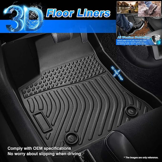Cartist Floor Mats Custom Fit for 2022 2023 2024 2025 Ford Maverick (Only for Hybrid) All Weather Floor Liners Front & 2nd Row TPE Black