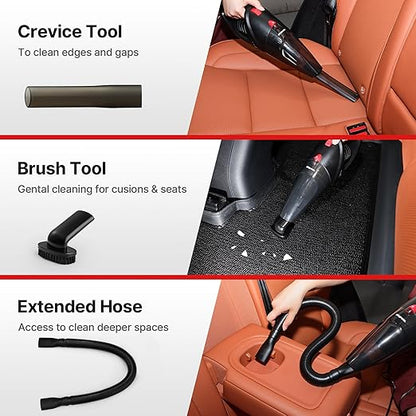 Shop-Vac 12V Car Vacuum - Portable Vacuum Cleaner with 7000Pa Powerful Suction, 16Ft Corded Handheld Car Vac & Storage Bag, Cigarette Lighter Plug, for Deep Interior Detail Cleaning
