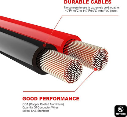 UL-Listed Jumper Cables - 2 Gauge 20 Feet Battery Jumper Cables for Car, Heavy Duty Booster Cables (2AWG x 20Ft) with Carry Bag, Safety Gloves and Iron Brush