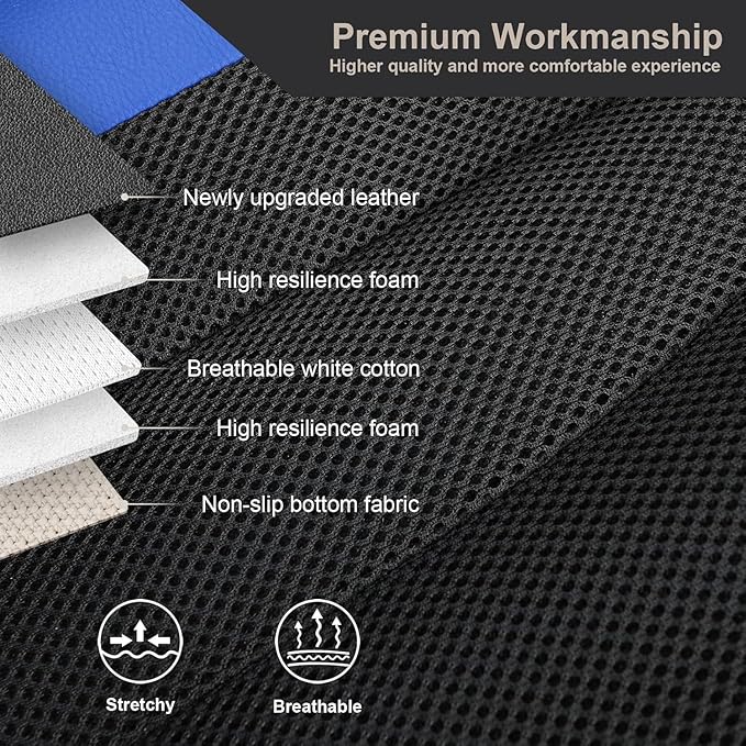 GIANT PANDA Fit Subaru Outback Forester Crosstrek Legacy Impreza Front Car Seat Cover, 3D Air Mesh Breathable Seat Protector, Bule+Black（2-Pack