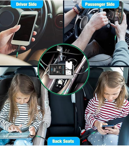 YSOLX 300W 12V to 110V Car Power Inverter, with Dual USB-A 24W and USB-C 65W, Dual AC Car Plug Adapter Outlet and Equipped with a Display Screen.Suitable for car Trips, Camping,Charging laptops