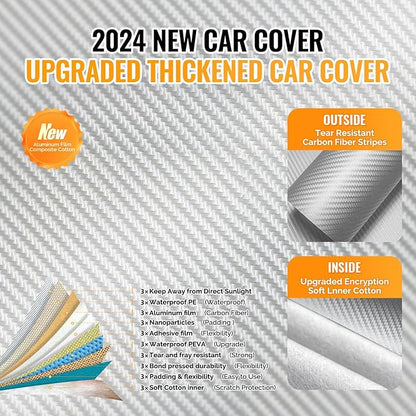 30 Layers Truck Car Cover for Automobiles All Weather Waterproof, Outdoor Snowproof UV Protection Windproof, No Zipper, Heavy Duty Universal Car Covers, (Silver, Fit Truck 191"-210")