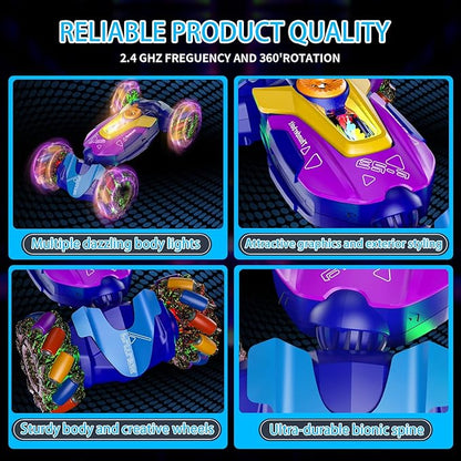 Gesture Sensing RC Stunt Car,Remote Control Car Toys for Ages 5-7-13,with Lights Music Spray,4WD 360° Spins All Terrains Kids Toys RC Cars,3-6 Year Old Boy Birthday Gift & 3-12 Best Gift for Kids
