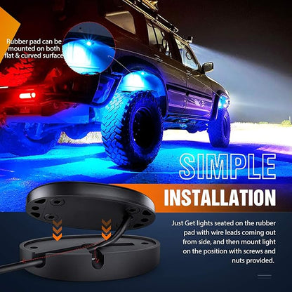 Nilight LED Rock Light Pods Waterproof Under Body Wheel Well Light Exterior Interior Lights for Car Truck Pickups ATV UTV SUV Motorcycle Boat, 6PCS Blue