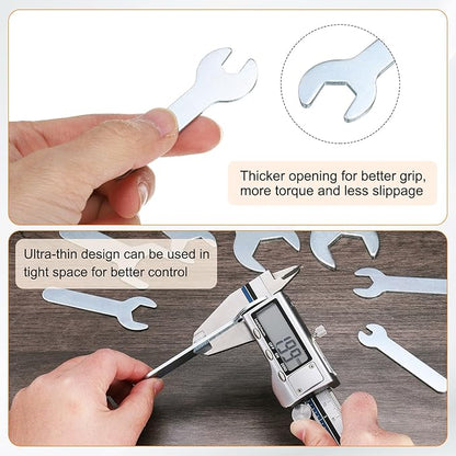 HARFINGTON 10pcs Small Open End Wrench 10x70x1.8mm Metric U-Shaped Single Open Ended Spanner Super Thin Flat Head Galvanizing Wrench for Automotive Repair Furniture Assembly