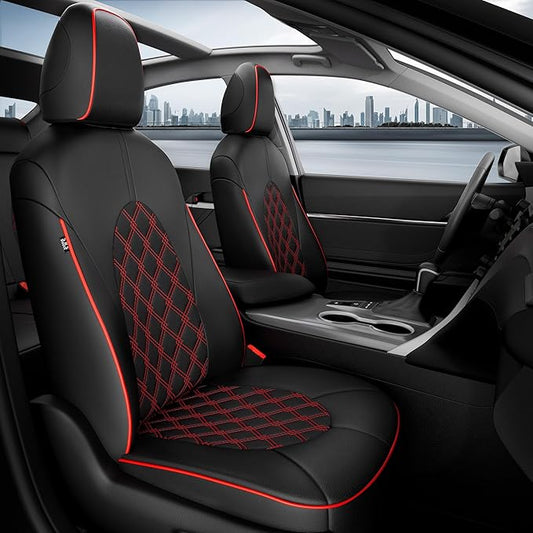 for Toyota Camry Seat Covers Hybrid XLE XSE 2018 2019 2020 2021 2022 2023 2024 - Custom Car Seat Cover Full Set, Waterproof Breathable Cushion Protector, Leather Seat Cover for Cars Black Red
