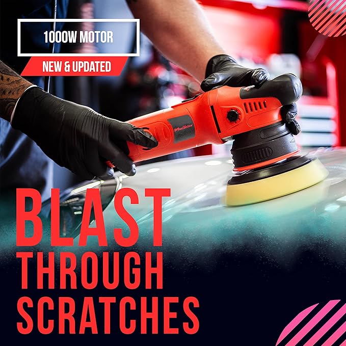 Maxshine M8S V2 Dual Action Polisher Car Detailing Kit - 1000W, 6-Speed, 8mm Throw, 5" Disc, Thread 5/16" - Car Detailing Supplies for Auto Paint Protection, Restoration & Scratch Repair