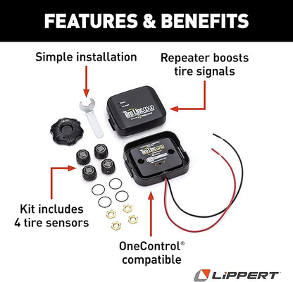 Furrion Vision S 3-Camera Wireless RV Backup System with 7-Inch Monitor, 1 Rear Sharkfin, 2 Side Running Light Cameras, Infrared Night Vision, Wide-Angle View, Hi-Res, IP65 Waterproof - FOS07TAEN | Lippert Components - 2020106863 Tire LINC Tire Pressur...