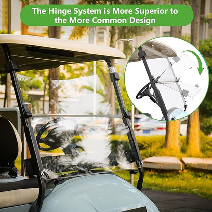 10L0L Golf Cart Windshield for Club Car Precedent 2004-Up, Tempo, 2017-Up Onward, Clear/Tinted Fold Down Club Car Windshield Anti-UV Impact Resistant - 37.5"W X 33.6"H