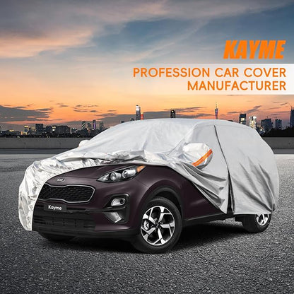 Kayme 6 Layers SUV Car Cover Custom Fit for Kia Sportage（1994-2025） Waterproof All Weather for Automobiles, Outdoor Full Cover Rain Sun UV Protection.Silver
