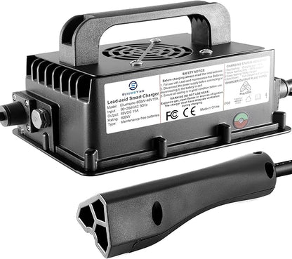 800W Lead Acid Battery Charger 48 Volt 15 AMP 3-Pin Triangular Plug EZGO RXV & TXT Golf Carts