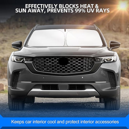Windshield Sun Shade for Mazda CX-50 2023-2025 2026 Foldable CX50 Sunshade Custom Fit Front Window Car Interior Accessories Protector Blocks UV Rays