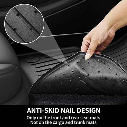 OEDRO Floor Mats 9 Pcs Fits for Tesla Model Y 7-Seater 2024-2020 Custom Fit All Weather TPE Automotive Trunk Mat with Backrest Mat Accessories Back Seat Protector for Model Y Car Floor Mats Set
