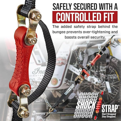 Ratchet Strap, 10' x 1" Shock Absorbing Heavy Duty Tie Downs for Cargo, 500 LB WLL / 1,500 LB Break Strength, 4-Pack