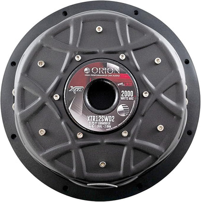 ORION XTR Series XTR12SWD2 Shallow Mount 12” Car Subwoofer, 2000W Max Power, 500W RMS, Dual 2 Ohm, UV Coated Cone, NBR Surround – Compact Slim Subwoofer for Clean Bass in Tight Car Audio Installs