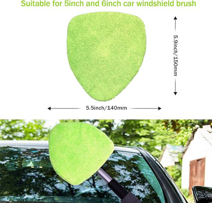 XINDELL 5 Pack Microfiber Pads – Replacement Heads Cover for Xindell Windshield Cleaner Tools. Washable & Reusable Triangle Pads (Green). Fits Window Reach Tool - Handle Not Included