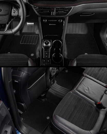 3W Floor Mats & Cargo Liner – Full Set (1st, 2nd & 3rd Row with Carpet) for Jeep Grand Cherokee L 2021-2025(Only for 6 Seat), Custom Fit TPE, All-Weather Waterproof,Black