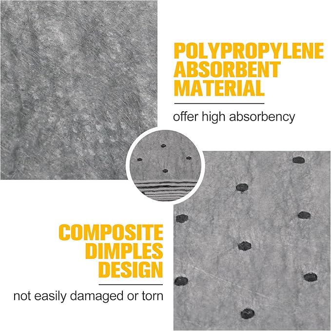 10PC Oil Absorbent Pads | 13"X10" Meltblown Polypropylene Mats, Hand-Tear Lines for Automotive & Workshop | Vacuum Eco-Packaging, Reusable Spill Control