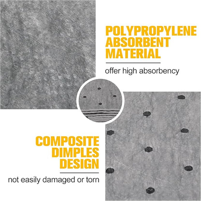 10PC Oil Absorbent Pads | 13"X10" Meltblown Polypropylene Mats, Hand-Tear Lines for Automotive & Workshop | Vacuum Eco-Packaging, Reusable Spill Control