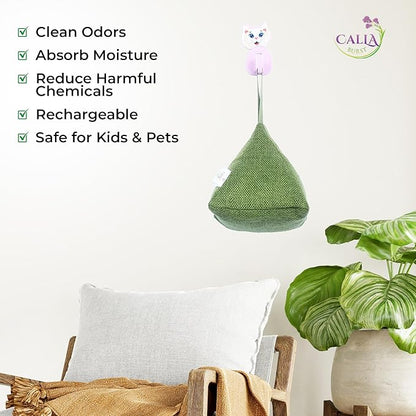4 Pack Bamboo Charcoal Air Purifier Bags 200 Grams Each - Odor Absorber & Eliminator for Home, Car, Pets, Activated Charcoal Natural Freshener, Eco-Friendly & Reusable (Fall Colors)