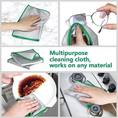Glass Polishing Cloth Streak Free Miracle Cleaning Cloth Lint Free Microfiber Cleaning Rags for Glasses Kitchen Dish Mirrors Easy Clean, Pack of 6, 12" x 12"