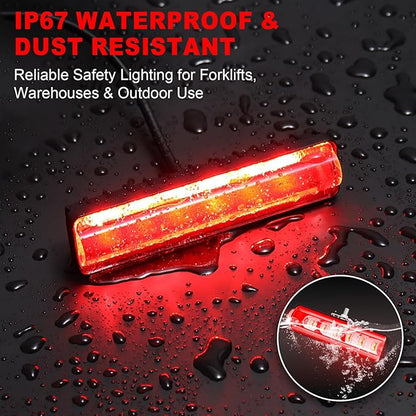 LED Forklift Safety Light Red for AGV Automated Guided Vehicle, Forklift Truck, Industrial Lift, Warehouse Safety, IP67 Waterproof, Aluminum Housing (4PCS)