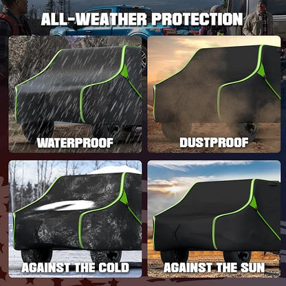 125 Inch UTV Cover for Polaris Ranger RZR, Can-Am Defender Maverick Commander, Yamaha Wolverine, Kawasaki Mule, Honda Pioneer, Black 600D Side by Side Cover Protection for 2-3 Seater UTV