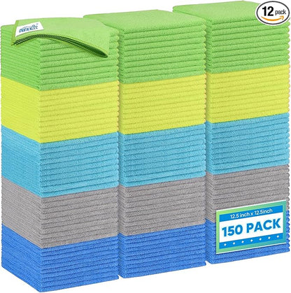 HOMEXCEL Microfiber Cleaning Cloth 12 Pack, 12.5 x 12.5 Inch Microfiber Towels for Cars, Ultra Absorbent Cleaning Rags, Lint Free Cleaning Towels for Household, Kitchen, Window, and Car, Multicolor
