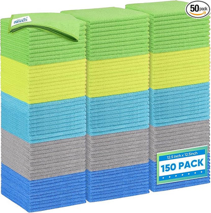 HOMEXCEL Microfiber Cleaning Cloth 50 Pack, 12.5 x 12.5 inch Microfiber Towels for Cars, Ultra Absorbent Car Washing Cloth, Lint Free Streak Free Cleaning Rags for Car, Kitchen, and Window, Multicolor