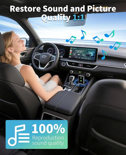 Carplay Wireless Adapter, 2 in1 Carplay & Android Auto 2025 Upgraded Wireless Adapter, Converts Wired to Mini Size Car Play, Fast Auto-Connect, No Latency, Plug and Play, USB A/C