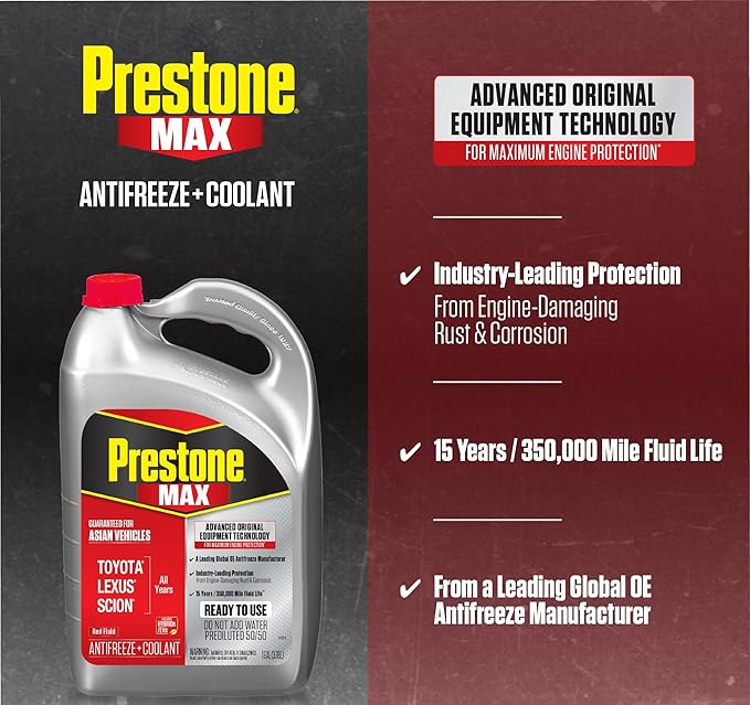 Prestone MAX Asian Red 50/50 Antifreeze Automotive Coolant, Pack of One