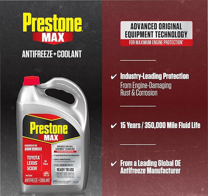 Prestone MAX Asian Red 50/50 Antifreeze Automotive Coolant, Pack of One